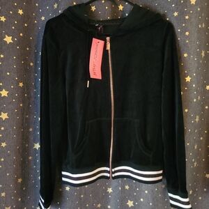 Betsey Johnson | Velour Track Jacket with Rose Gold Zipper Medium